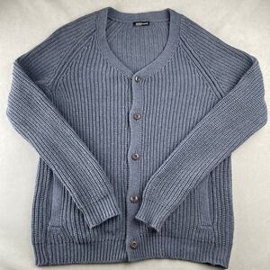American‎ Apparel Cable Knit Cardigan Sweater Sz M Blue Made in USA Y2K Normcore